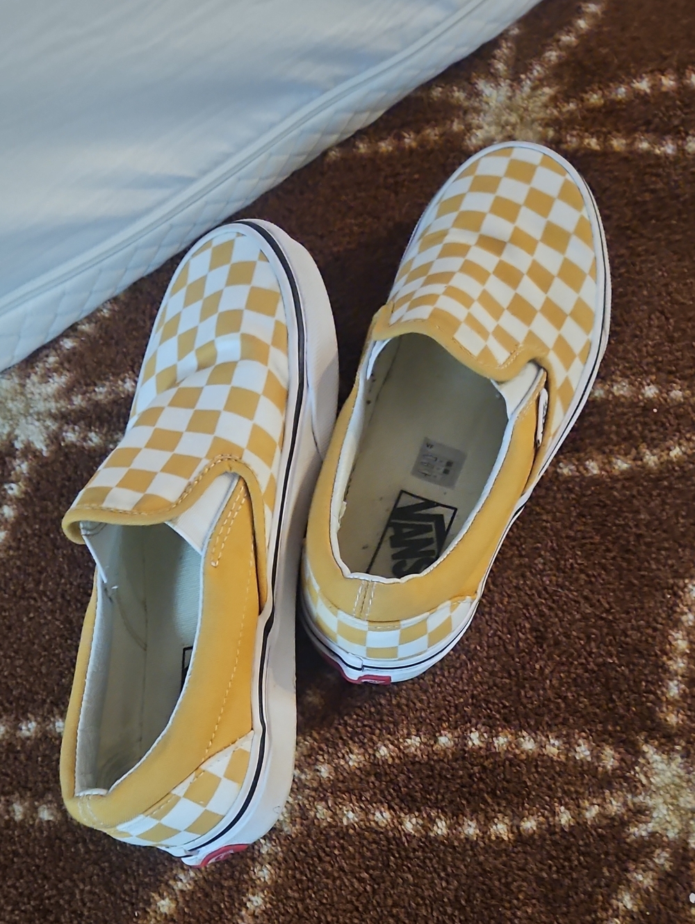 Vans Kids Checkerboard Slip-On Sneakers - Yellow & White
